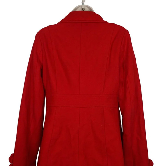 Tulle Red Wool Blend Peacoat Trench Coat Women Size S Button Closure FLAWS - Picture 5 of 15